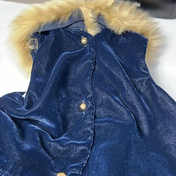 Janie and Jack 100044311 Navy Velvet Faux Fur Collar Jumpsuit NWT size 18-24 mon - Picture 7 of 10
